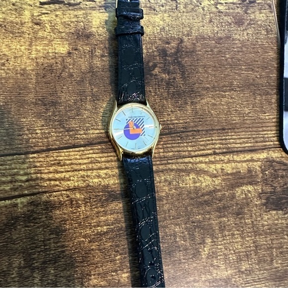 Vintage California Lottery White Face Promo Watch w/ Genuine Leather Band - Picture 4 of 4